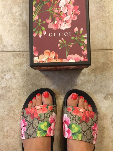 fake gucci floral slides|gucci floral platform slides.